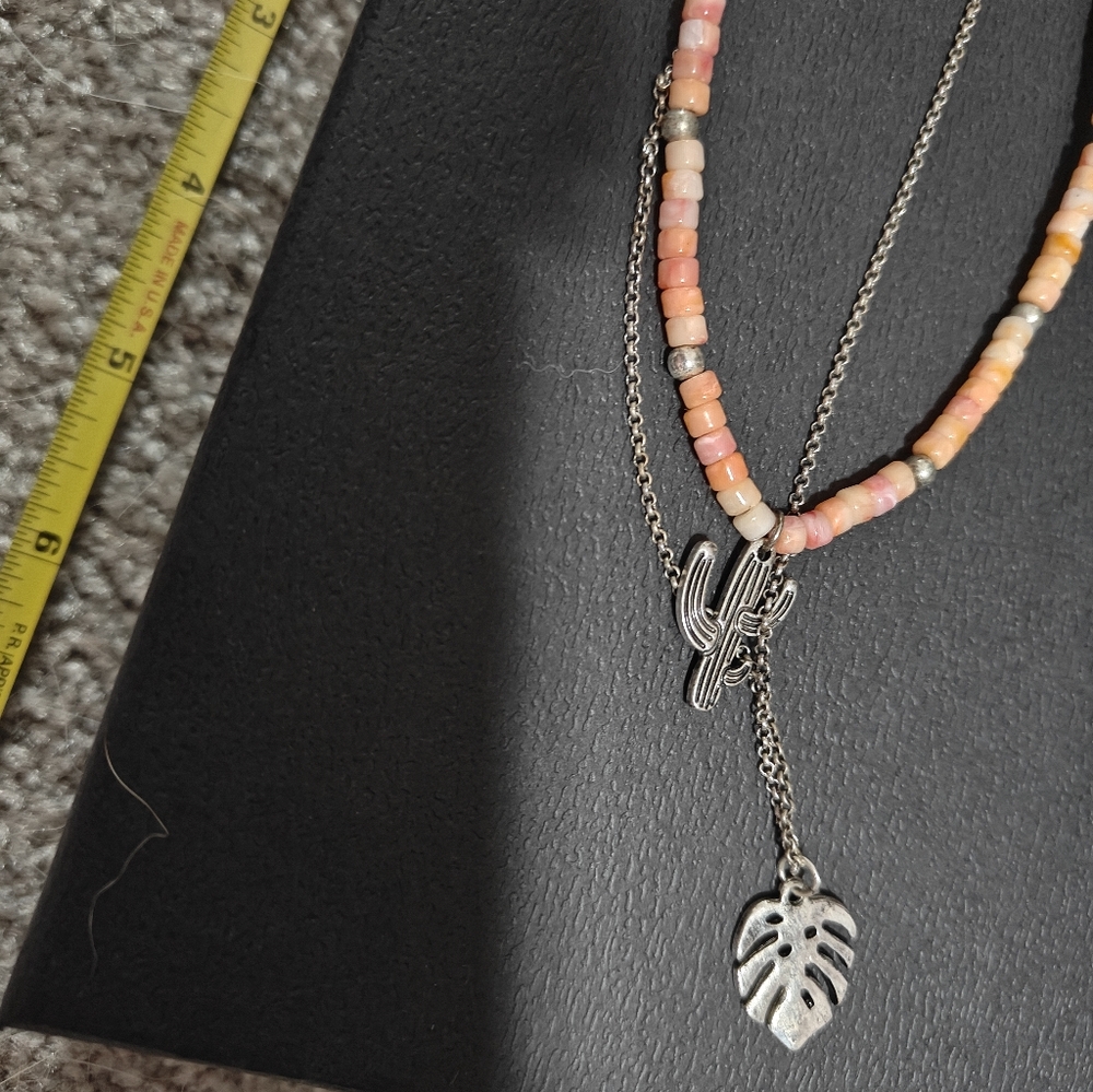 Beaded Necklace with Silver Charms